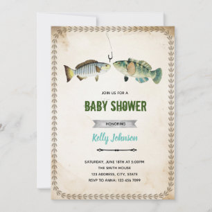 Vintage visserij shower verjaardag kaart