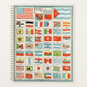 Vintage Vlaggen van Alle Landen Educatieve Poster Planner