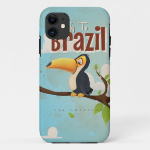 Vintage vlieg naar Brazilië Toekan Reisposter iPhone 11 Hoesje