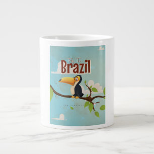 Vintage vlieg naar Brazilië Toekan Reisposter Jumbo Mok