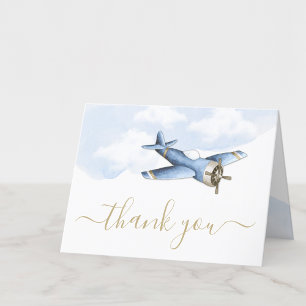 Vintage Vliegtuig Baby Shower Bedankkaartjes Bedankkaart