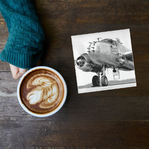 Vintage vliegtuig foto, Cool Fun Aviation Glazen Onderzetter