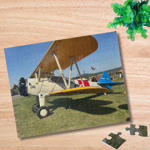 Vintage Vliegtuig Foto Piloot Vader Verjaardag Luc Legpuzzel