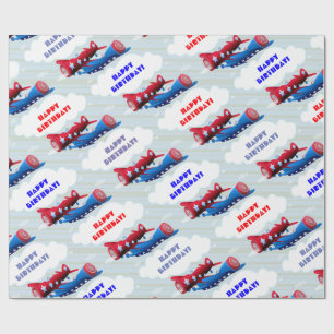Vintage Vliegtuig Luchtmacht Luchtshow Aviator Str Cadeaupapier