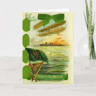 Vintage Vliegtuig St. Patrick's Dag Kaart