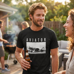 Vintage vliegtuig zwart-wit luchtvaartfoto  t-shirt