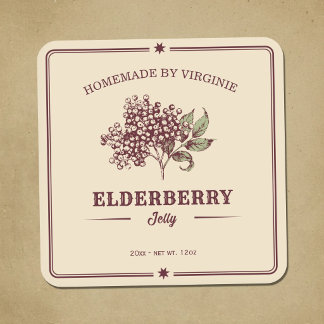 Vintage Vlierbessenjam Etiket Sticker