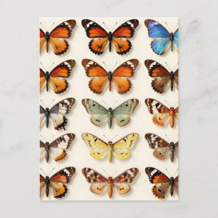 Vintage Vlinder Collectie Raster Weergave Briefkaart