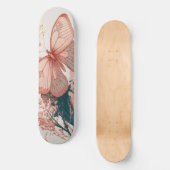 Vintage Vlinder op Bloem Skateboard (Voorkant)