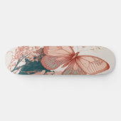 Vintage Vlinder op Bloem Skateboard (Horizontaal)