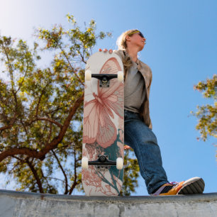 Vintage Vlinder op Bloem Skateboard