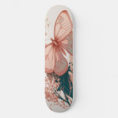 Vintage Vlinder op Bloem Skateboard (Voorkant)