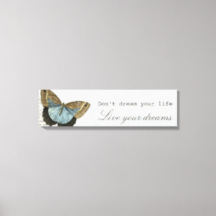 Vintage vlinder positief inspirerend citaat canvas afdruk