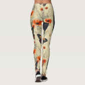 Vintage Vlinder Wilde Bloem (2) Leggings (Achterkant)