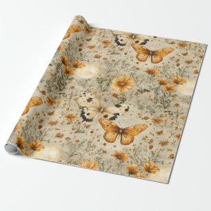 Vintage Vlinder Wilde Bloem (9) Cadeaupapier