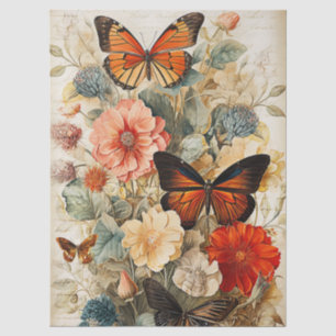 Vintage Vlinders en Bloemen Decoupage Tissuepapier