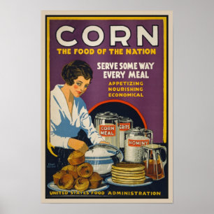 Vintage voedingsmiddelen op basis van granen en Po Poster