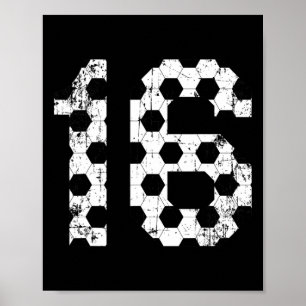 Vintage Voetbal 16 Rugnummer Poster