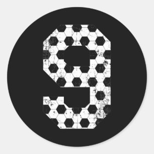 Vintage Voetbal 9 Shirts Nummer T Shirt Ronde Sticker