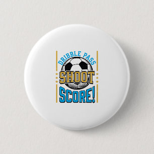 Vintage Voetbal Dribbel Pass Schiet Score Shirt De Ronde Button 5,7 Cm
