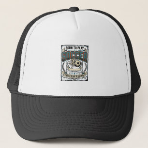 Vintage Voetbal Geboren Om College T-Shirt Ontwerp Trucker Pet