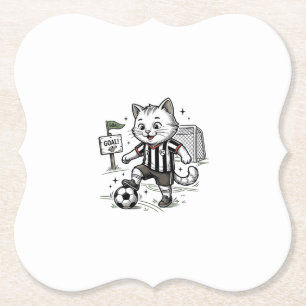 Vintage Voetbal Kat Gravure Shirt Ontwerp_1 Kartonnen Onderzetters