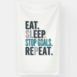 Vintage Voetbal Keeper Eet Slaap Stop Doelen T-shi Spandoek