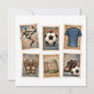 Vintage Voetbal Stamps Voetbalcollectie Bedankkaart