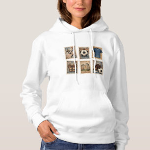 Vintage Voetbal Stamps Voetbalcollectie Hoodie