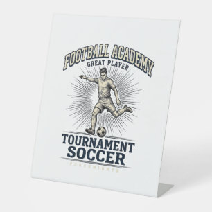 Vintage Voetbalacademie Toernooi Speler Shirt (2) Reclamebord Met Voetstuk