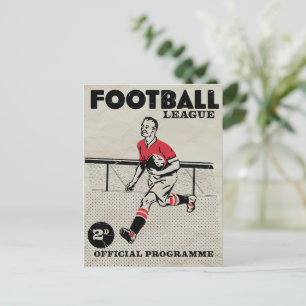 Vintage voetbalprogramma feestdagenkaart