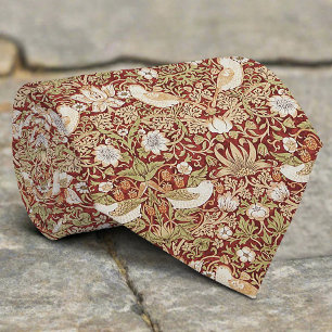 Vintage Vogel Bloem Aardbei Kerst Patroon Stropdas