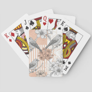 Vintage Vogel Bloesem Toile Streep (4) Pokerkaarten
