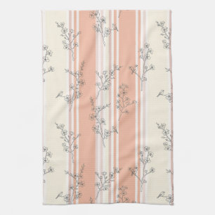 Vintage Vogel Bloesem Toile Streep (9) Theedoek