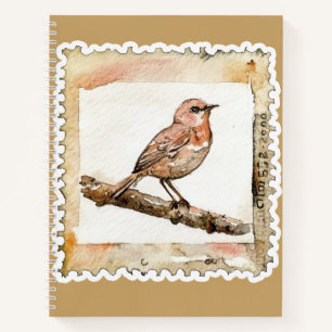 Vintage Vogel Postzegel   Cottagecore Natuur  Notitieboek