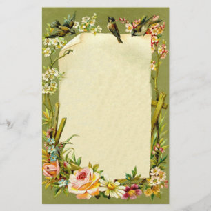  Vintage vogels en bloemen grensdecoratie Briefpapier