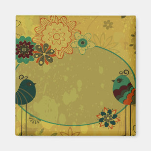 vintage vogels en bloemendesign magneet