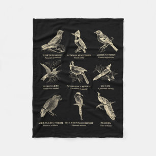 Vintage Vogels Retro Vogelsoorten Natuur Natuurlev Fleece Deken