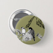 Vintage Vogels Ronde Button 5,7 Cm (Voorkant /achterkant)