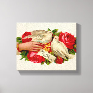 Vintage Vogels Victoriaanse Liefde Duif Klassieke Canvas Afdruk