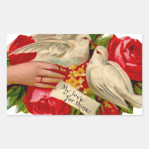 Vintage Vogels Victoriaanse Liefde Duif Klassieke  Rechthoekige Sticker