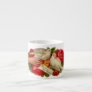 Vintage Vogels Victoriaanse Liefdesduif Klassieke  Espresso Kop