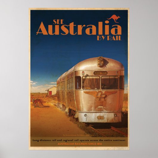 Vintage Voir Australie Par Rail Travel Poster (Devant)