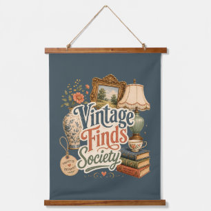 Vintage vondsten Cottagecore schatten Blauw Hangend Wandkleed