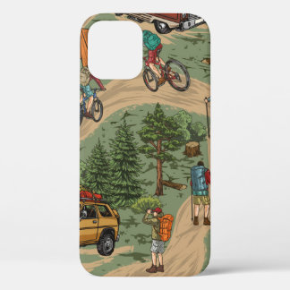 Vintage voor ontspanning buitenshuis naadloos patr iPhone 12 hoesje