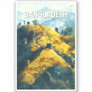 Vintage voor reisillustraties in Bangladesh Sticker