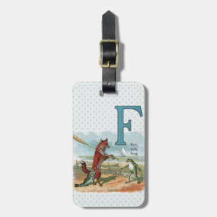 Vintage Vos-en-Kikkerstrand Whimsische Illustratie Bagagelabel