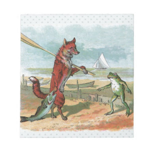 Vintage Vos-en-Kikkervis Strand Whimsische Illustr Notitieblok
