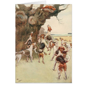 Vintage - vossen en honden,