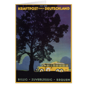 Vintage voyage, Allemagne, Bus Jaune à la nuit